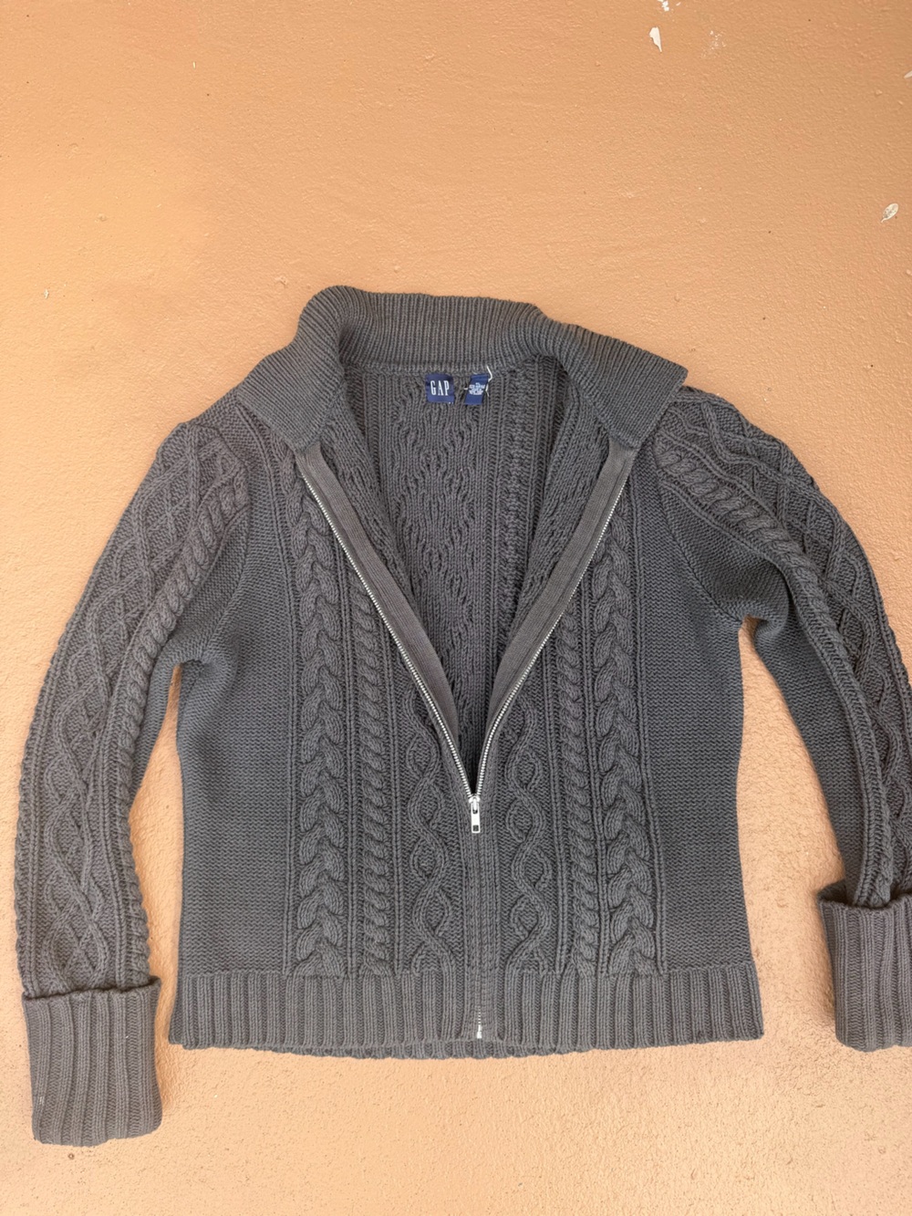 GAP Women's Charcoal Cable Zip Cardigan